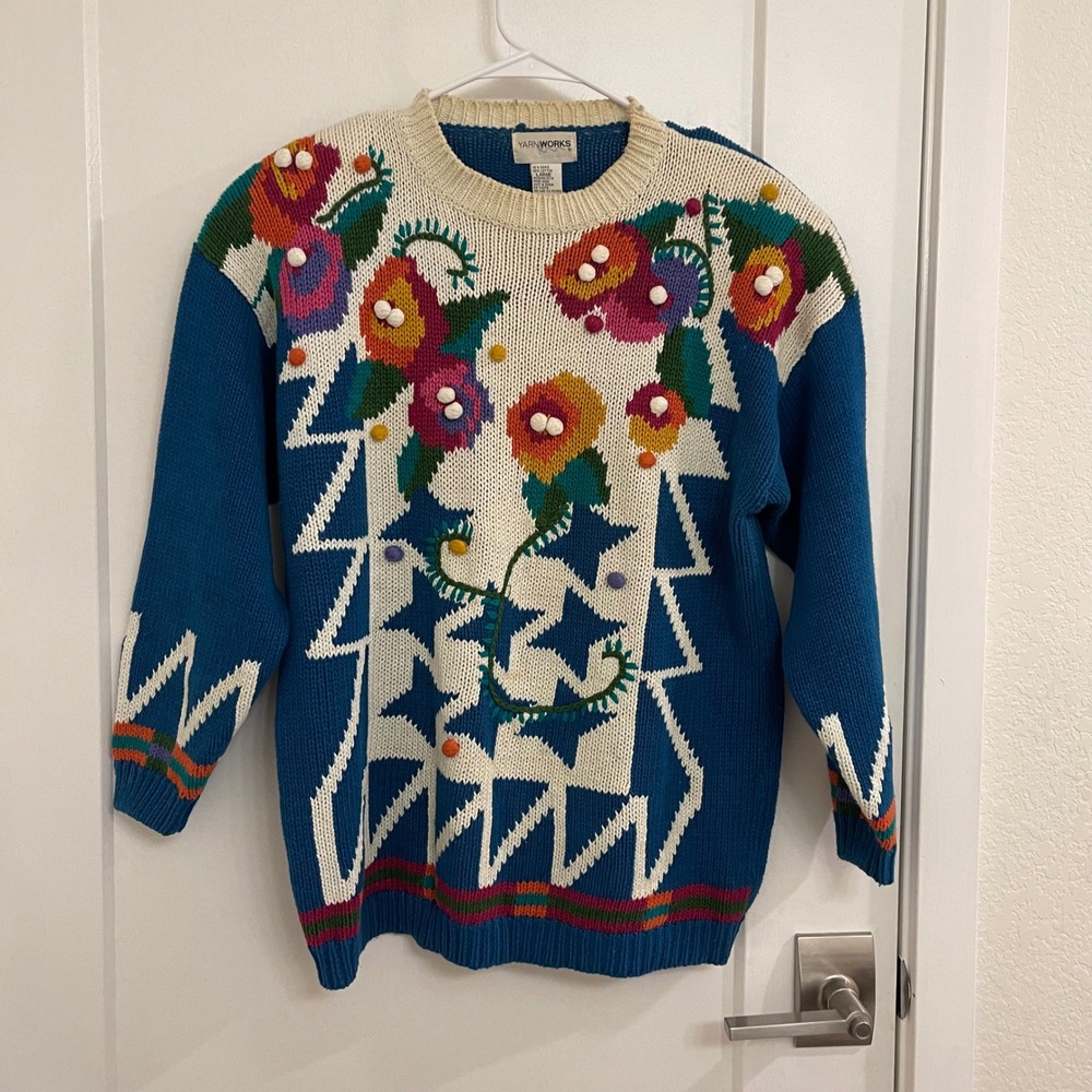Vintage GrandmaCore 80s Knit Sweater  Cottagecore Retro Yarnworks